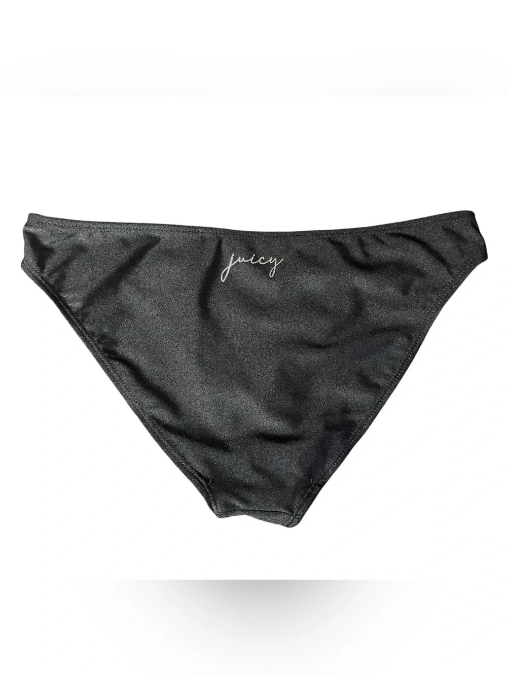 Juicy Couture 2-pc Bikini Black Triangle Tie-Strap Rhinestone Cherry Med NEW NWT